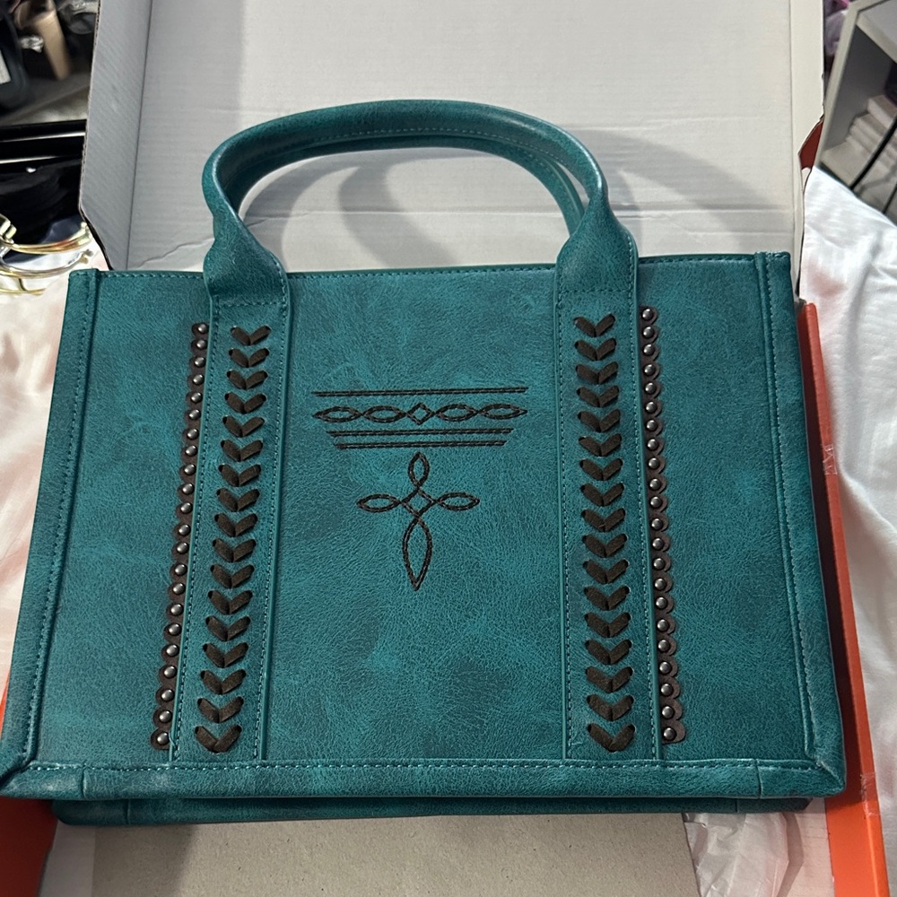 Montana Weat Teal Embroidered Tote Bag